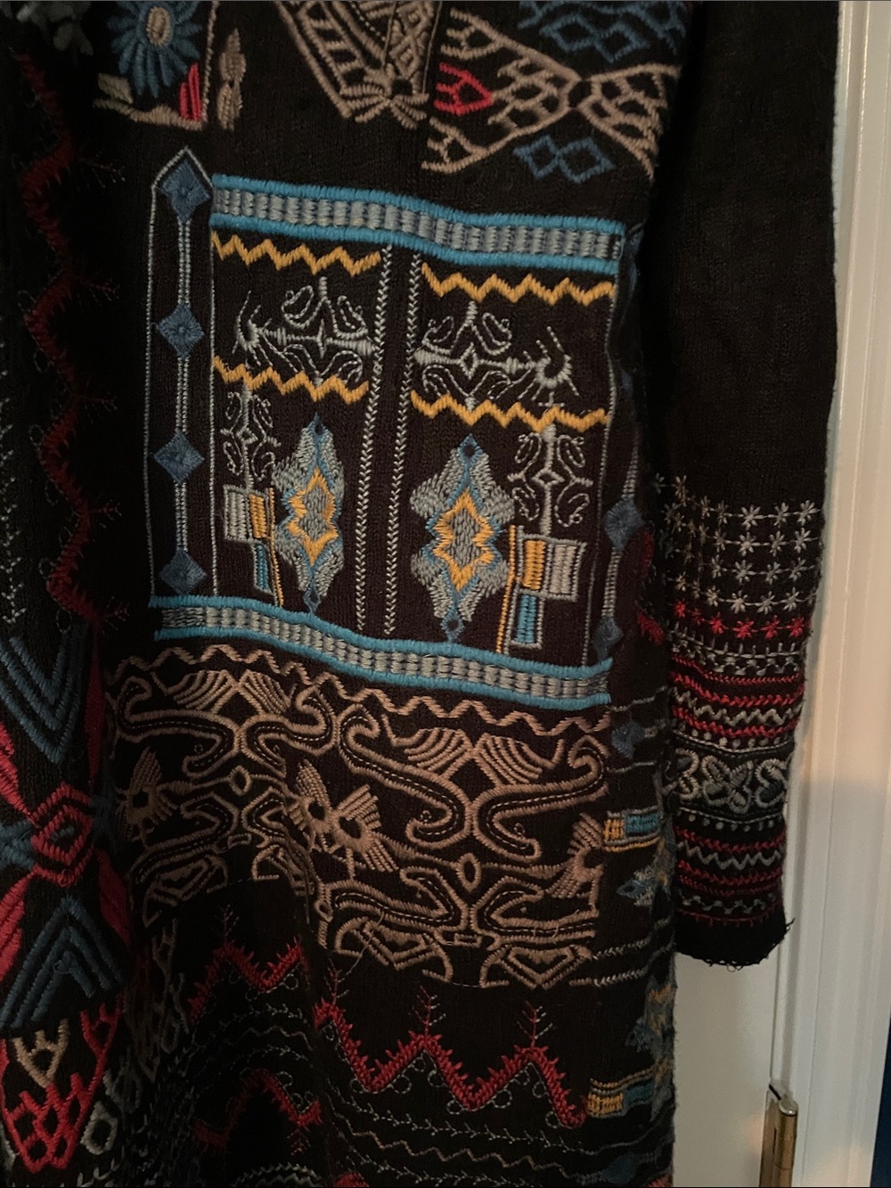 Johnny Was Black Multi-Color Embroidered Hooded Cardigan - Picture 8 of 10